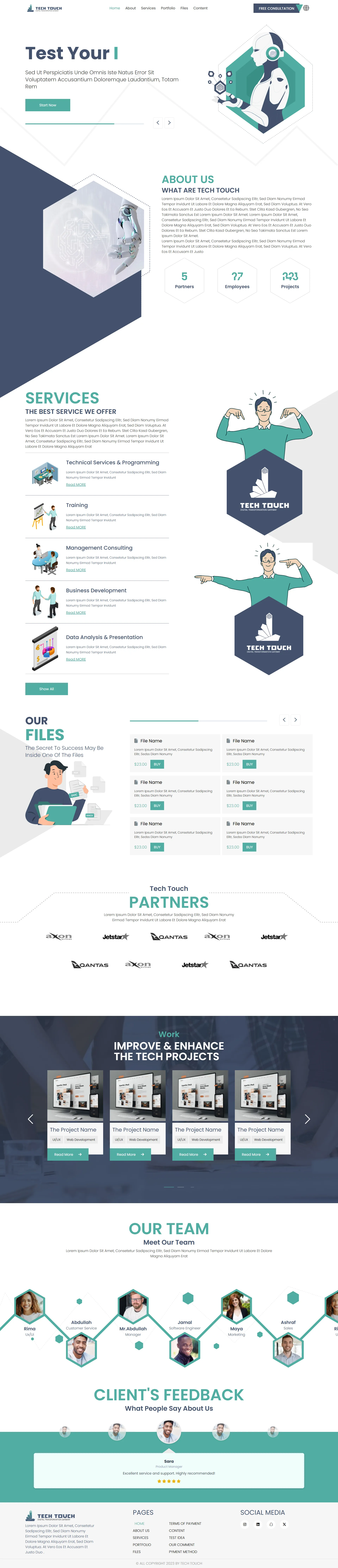 Touch telecom homepage with animated hero